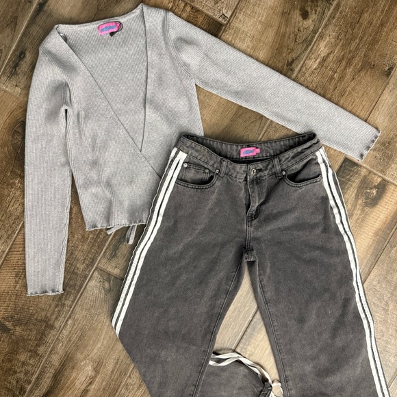 Edikted Women's Y2K Paden Ribbed Knit Wrap Top,Heathered Gray,S - Picture 8 of 12